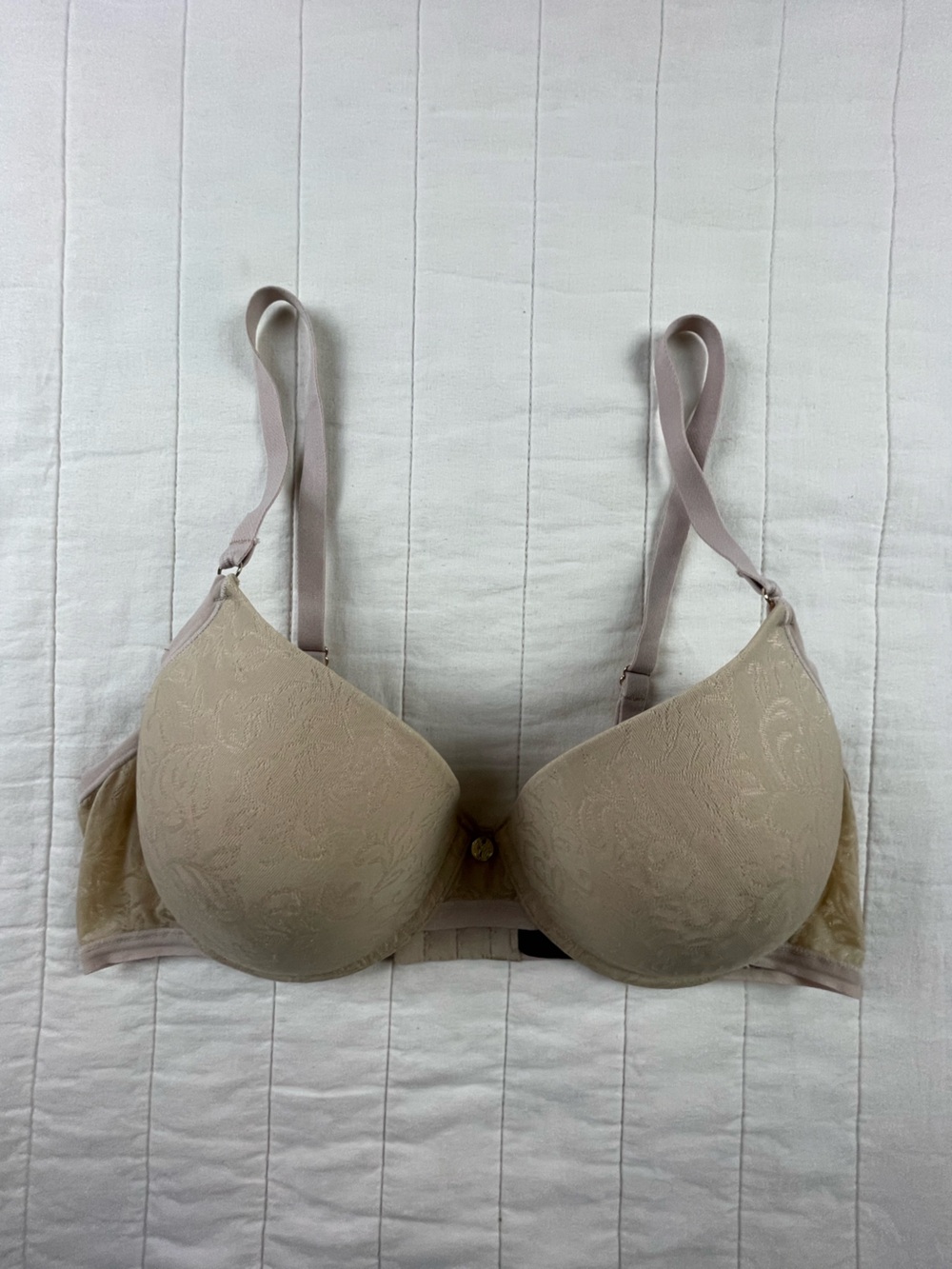 Natori Beige Lace-Pattern T-Shirt Bra 36B